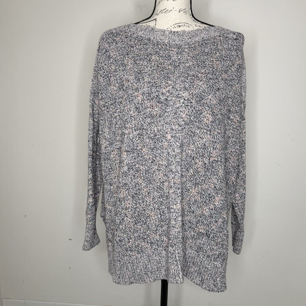 LOFT Multicolor Spacedye Textured Knit Boat Neck Pullover Tunic Sweater Medium